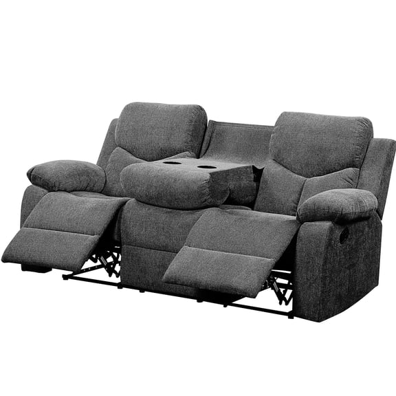 Gray Motion Sofa, Pillow - Top Armrests - Enhanced Lounging Experience