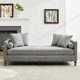 thumbnail image 1 of Gray Chenille Chaise With Fabric & 4 Pillows - For Living Room, Bedroom, Apartment, Guestroom Elegant Lounge In Chenille, Walnut Legs, 1 of 6