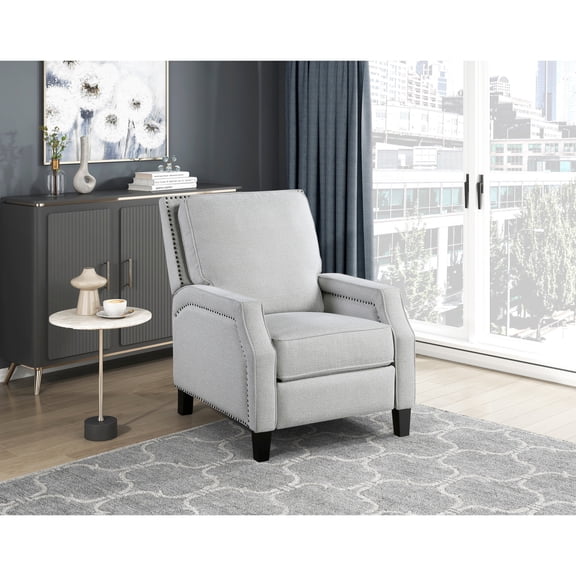 Gray Chenille Reclining Furniture | Push-Back for Living Room Relaxation | Foam Padding over Coils for Support | Addresses Back Pain from Seating