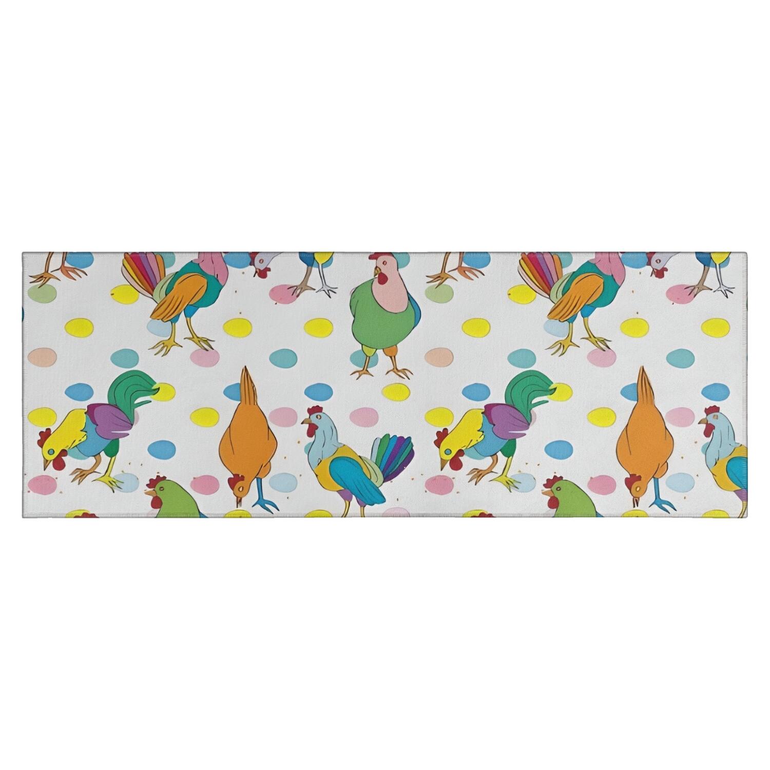 Chicken Rug Colorful Gray Chicken Colorful Rooster Dot Pattern Kitchen Rug Mat,Kitchen ...