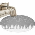thumbnail image 1 of Gray Christmas Area Rug, Christmas Trees Snowflakes Snowy Winter Washable Large Circle Carpet, Non Slip Round Rug for Living Room/Bedroom/Dining Room/Home Office/Dorm, 1 of 9