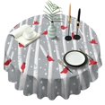 thumbnail image 1 of Gray Christmas Cardinal Bird Pattern Round Tablecloth 60"x60",Wrinkle Wipeable Table Cloth for Kitchen Dining Room Picnic Patio Party, 1 of 6