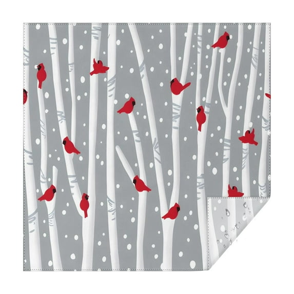 Gray Christmas Cardinal Bird Pattern Square Tablecloth,Waterproof Square Table Cover,Wipeable Spillproof Washable Table Cover for Home Kitchen Party Decor 52"x52"(132x132cm)