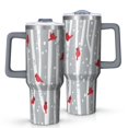 thumbnail image 1 of Gray Christmas Cardinal Bird Pattern Tumbler with Handle and Lid,40oz Double Wall Vacuum Insulated Tumbler,Cups Gift for Women and Men, 1 of 7