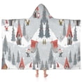 thumbnail image 1 of Gray Christmas Gnome Village Pattern Hooded Bath Towel，60"x35" for Ages 3 To 12 Kids, Quick Dry Lightweight Soft Microfiber Hood Beach Towel Cover Up for Kids, 1 of 7