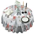 thumbnail image 1 of Gray Christmas Gnome Village Pattern Round Tablecloth 60"x60",Wrinkle Wipeable Table Cloth for Kitchen Dining Room Picnic Patio Party, 1 of 6