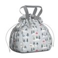 thumbnail image 1 of Gray Christmas House and Tree Pattern Drawstring Lunch Bag Women - Drawstring Lunch Bag Insulated for Work Office - Stain-Resistant Large Lunchbags for Women with Multi-Pockets, 1 of 6