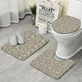 thumbnail image 1 of Gray Christmas Icon Pattern Bathroom Rugs Sets 3 Piece,Toilet Cover Set,Absorbent Non Slip Bathroom Mats Sets with U-Shaped Contour Rug Toilet Rug Set, 1 of 5