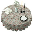 thumbnail image 1 of Gray Christmas Icon Pattern Round Tablecloth 60"x60",Wrinkle Wipeable Table Cloth for Kitchen Dining Room Picnic Patio Party, 1 of 6