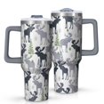 thumbnail image 1 of Gray Christmas Moose and Tree Pattern Tumbler with Handle and Lid,40oz Double Wall Vacuum Insulated Tumbler,Cups Gift for Women and Men, 1 of 7