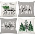 thumbnail image 1 of Gray Christmas Pillow Covers 18 x 18 Set of 4 for Christmas Decorations Christmas Tree Truck Hello Winter Let It Snow Winter Holiday Farmhouse Decor Cushion Case for Sofa Couch Living Room, 1 of 1