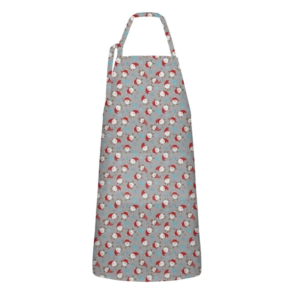 Gray Christmas Santa Apron-Garden Aprons for Women with Pockets-Cotton Linen Waterproof Kitchen Cooking Gardening Aprons Adjustable for Kitchen,Cooking,BBQ and Salon 32"x27"