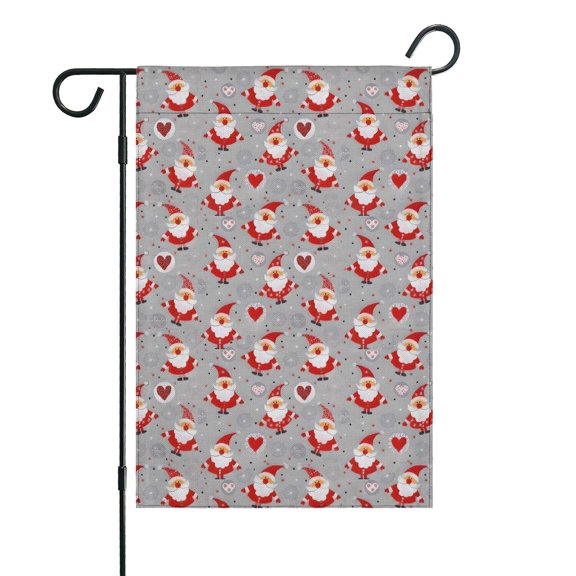 Gray Christmas Santa Pattern Fall Garden Flags 12.5"x18" Double Side,Small Yard Flags for Outside,Outdoor Fall Decor,Autumn Funny Garden Flag Yard Decoration