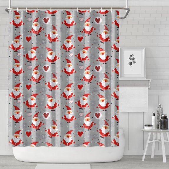 Gray Christmas Santa Pattern Shower Curtain 84"x72" ,Bathroom Decorative Shower Curtains Set with 12 Hooks,Modern Waterproof Washable Shower Curtain