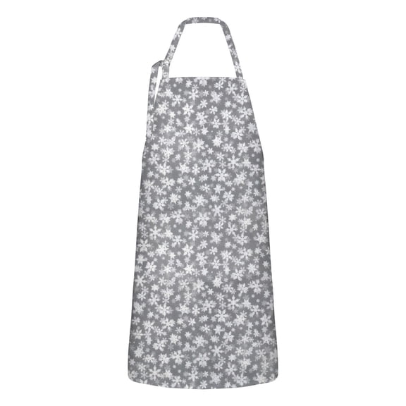Gray Christmas Snowflake Apron-Garden Aprons for Women with Pockets-Cotton Linen Waterproof Kitchen Cooking Gardening Aprons Adjustable for Kitchen,Cooking,BBQ and Salon 32"x27"