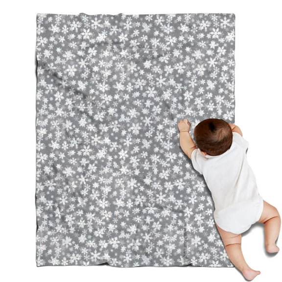 Gray Christmas Snowflake Pattern Blanket,Comfortable Soft Flannel Throw Blanket,All Season,Warm Lightweight Blankets for Sofa Bed Couch Living Room Chair,30"x40"