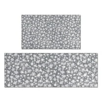 Gray Christmas Snowflake Pattern Kitchen Rugs Sets Of 2,Anti Fatigue Kitchen Mat Rugs Non Slip Washable,Decorative Kitchen Floor Mats for Kitchen,Sink,Laundry,17"x30" 17"x47"
