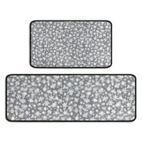 Gray Christmas Snowflake Pattern Kitchen Rugs Sets Of 2,Anti Fatigue Kitchen Mat Rugs Non Slip Washable,Decorative Kitchen Floor Mats for Kitchen,Sink,Laundry,17"X30" 17"X47"
