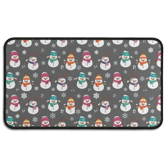 Gray Christmas Snowman Pattern Door Rugs,Washable Non Slip Door Mats Indoor,Decorative Door Mats,Entry Mat Indoor for Entrance,Bedroom,Kitchen,Bathroom,30"x17"