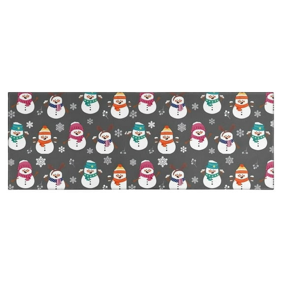 Gray Christmas Snowman Pattern Kitchen Rug Mat,Kitchen Runner Rugs Non Skid Washable,Decorative Kitchen Floor Mats for Kitchen,Sink,Laundry,17"X47"