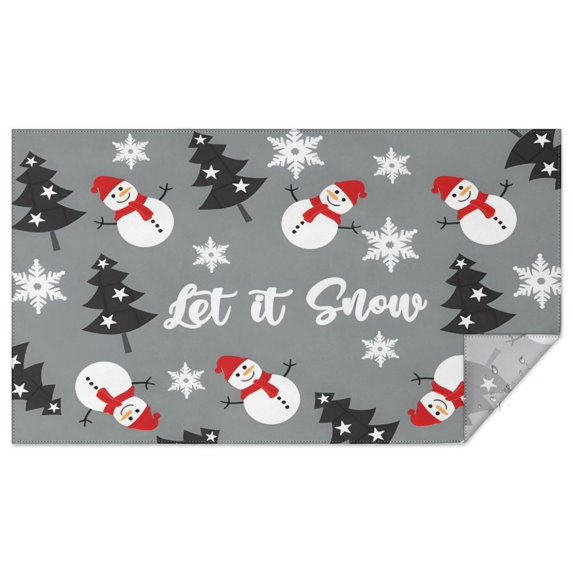 Gray Christmas Snowman Pattern Rectangle Tablecloth 60"x102",Waterproof Polyester Rectangle Table Cloth, Wipeable Spillproof Polyester Tablecloth for Dining, Camping, Indoor and Outdoor