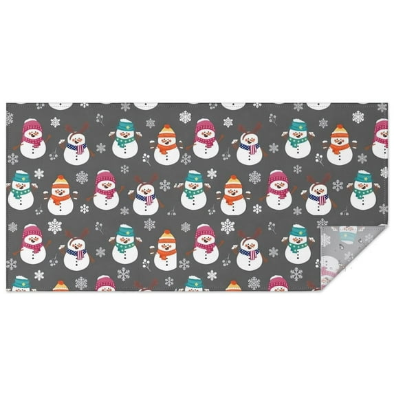 Gray Christmas Snowman Pattern Rectangle Tablecloth 60"x120",Waterproof Polyester Rectangle Table Cloth, Wipeable Spillproof Polyester Tablecloth for Dining, Camping, Indoor and Outdoor