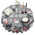 thumbnail image 1 of Gray Christmas Snowman Pattern Round Tablecloth 60"x60",Wrinkle Wipeable Table Cloth for Kitchen Dining Room Picnic Patio Party, 1 of 6