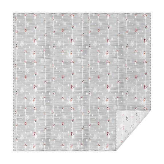 Gray Christmas Snowman Pattern Square Tablecloth,Waterproof Square Table Cover,Wipeable Spillproof Washable Table Cover for Home Kitchen Party Decor 42"X42"(107x107cm)