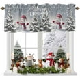thumbnail image 1 of Gray Christmas Snowman Valances for Windows, 54 x 18in, Xmas Tree Snowflake Rod Pocket Kitchen Valance Curtain Light Filtering Window Treatments for Living Room Bedroom, 1 Panel, 1 of 7