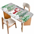 thumbnail image 1 of Gray Christmas Table Cloths for 4 Foot Rectangle Tables, Xmas Trees Snowman Elk Snowflakes Patio Waterproof Elastic Fitted Tablecloths, Washable Rectangular Table Cover for Camping, 1 of 8