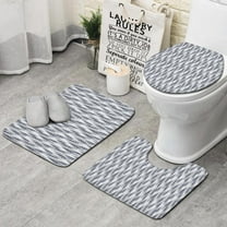 Gray Christmas Tree Pattern Bathroom Rugs Sets 3 Piece,Toilet Cover Set,Absorbent Non Slip Bathroom Mats Sets with U-Shaped Contour Rug Toilet Rug Set
