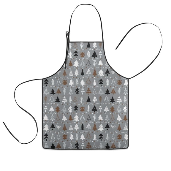Gray Christmas Tree Pattern Kids Aprons for Girls and Boys,Adjustable Neck Strap Toddler Aprons for Kids Cooking Baking