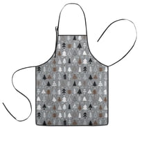 Gray Christmas Tree Pattern Kids Aprons for Girls and Boys,Adjustable Neck Strap Toddler Aprons for Kids Cooking Baking