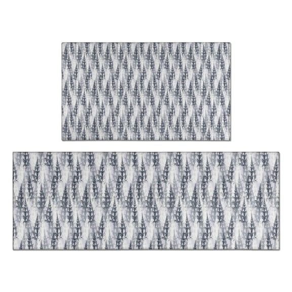 Gray Christmas Tree Pattern Kitchen Rugs Sets Of 2,Anti Fatigue Kitchen Mat Rugs Non Slip Washable,Decorative Kitchen Floor Mats for Kitchen,Sink,Laundry,17"x30"+17"x47"
