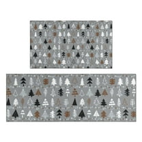 Gray Christmas Tree Pattern Kitchen Rugs Sets Of 2,Anti Fatigue Kitchen Mat Rugs Non Slip Washable,Decorative Kitchen Floor Mats for Kitchen,Sink,Laundry,17"x30" 17"x47"