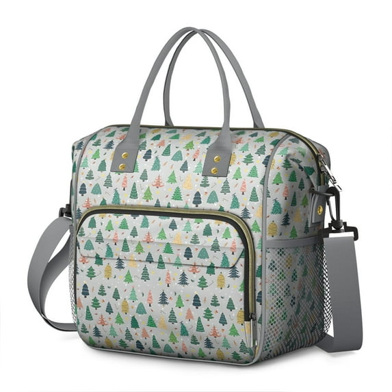 Gray Christmas Tree Pattern Womens Lunch Box for Work,Insulated Large Lunch Bag for Tween and Teen,Loncheras Para Mujer,Leakproof Adult Lunch Bag for Work,Beach,Travel,Picnic,Camping
