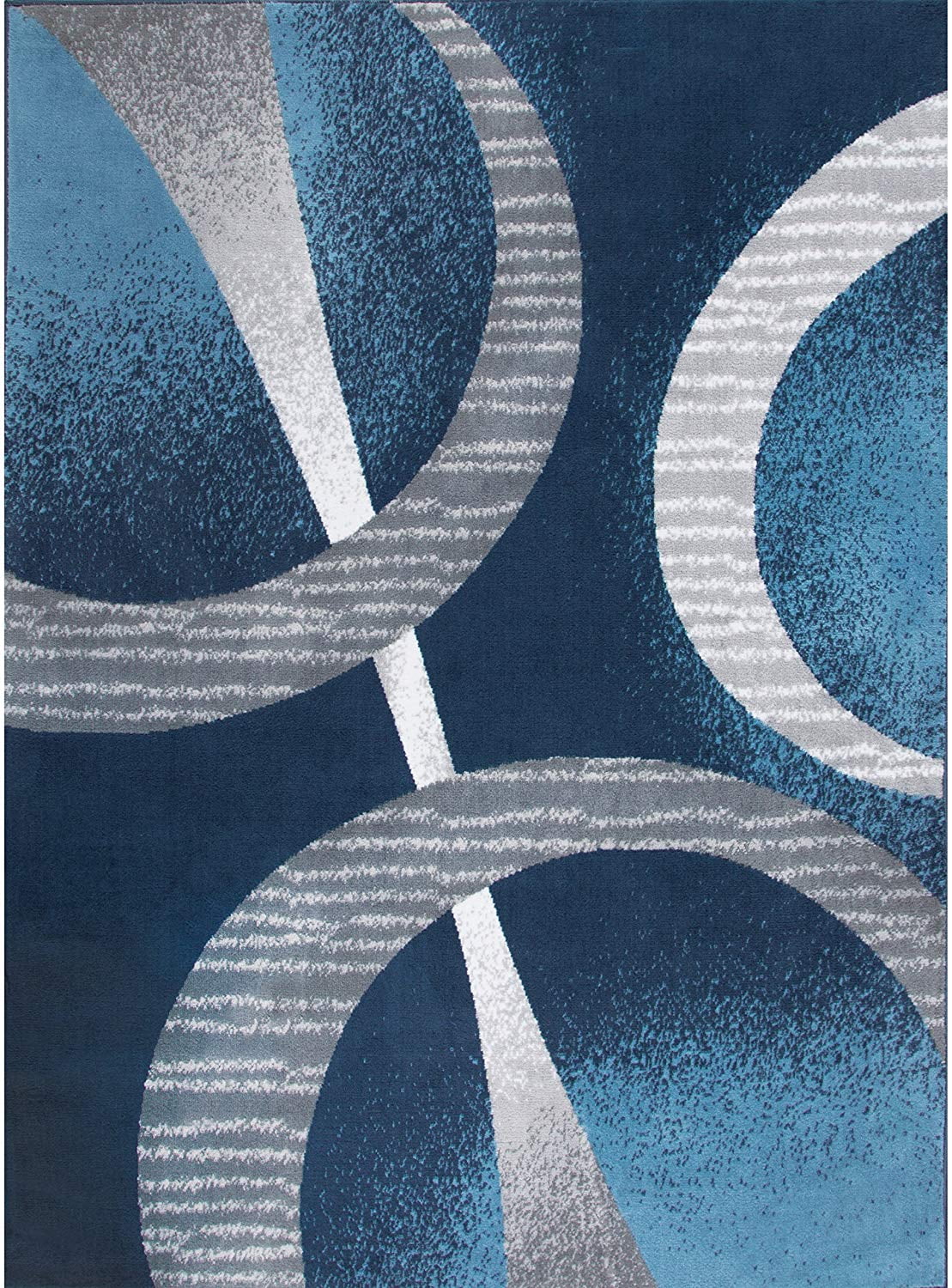 Gray Circles Rings Modern 8x10 Area Rug Contemporary Carpet Rugs -Actual Size 7'8" x 10'7"