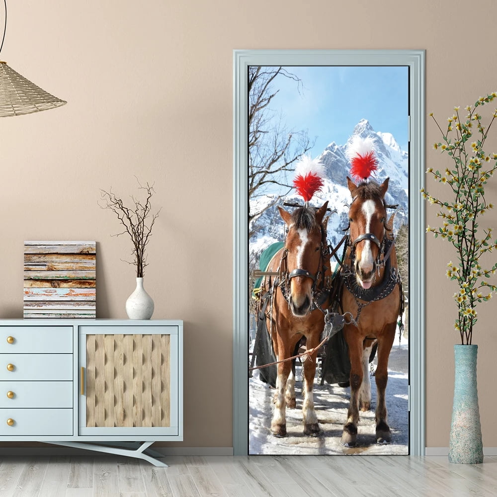 Gray City Buildings Self Adhesive Door Sticker Street Wallpaper Living ...