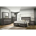 thumbnail image 1 of Gray Classic King Size Bed Panel HB Dresser Nightstand w Jewelry Tray Mirror 4pc Set Solid Wood Bedroom Furniture, 1 of 8