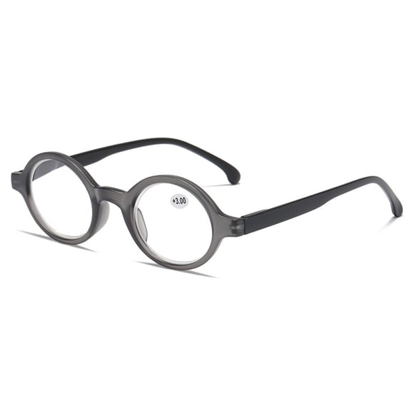 Gray Classic Oval Round Reading Glasses For Women and Men, Spring Hinge Readers +3.50