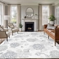 thumbnail image 1 of Gray Coastal Area Rugs 5'x8', Washable Small Throw Rugs for Classroom Bedroom, Summer Beach Ocean Coral Conch Shell Indoor Outdoor Rug Non-Slip Low Pile Carpet Runner Reversible Floor Mats, 1 of 8