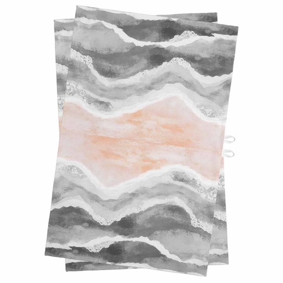Gray Coastal Beach Kitchen Towels Set of 2, Water Absorbent Dish Towel, Modern Oil Painting Nautical Decorative Hand Towels - Quick Drying Cloth for Cooking Baking, 18x28 Inch