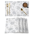 thumbnail image 1 of Gray Coastal Placemats Set of 6 Summer Beach Ocean Coral Conch Shell Place Mats Indoor Wipeable Table Mats Washable Cloth Dining Table Placemats for Kitchen Holiday Party Home Decor 13x19 Inch, 1 of 9