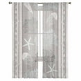 thumbnail image 1 of Gray Coastal Semi Sheer Curtains 108 Inch Length 2 Panels Set, Nautical Beach Summer Sea Starfish Coral Sheer Kitchen Curtain Privacy Voile Window Curtain for Living Room Bedroom Rod Pocket Drapes, 1 of 7