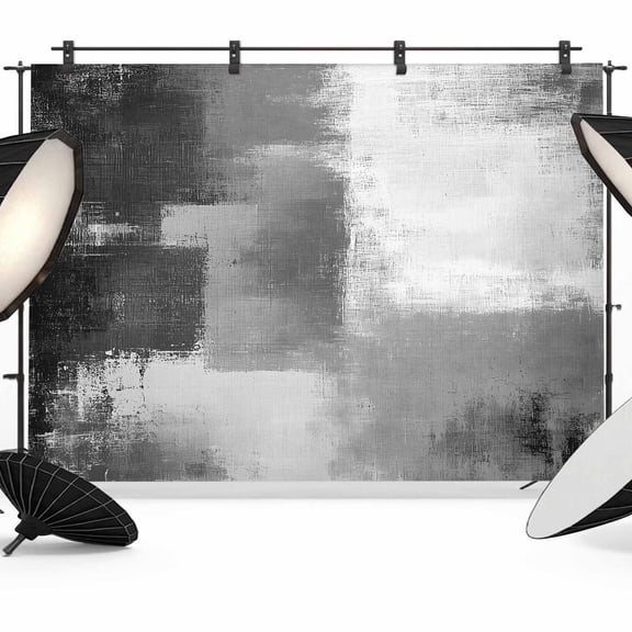Gray Color Block Backdrop for Photography, Abstract Shabby Modern Art Photo Backdrop Portrait Background Party Banner Photo Backgrounds for Studio Booth Props, 12x8ft