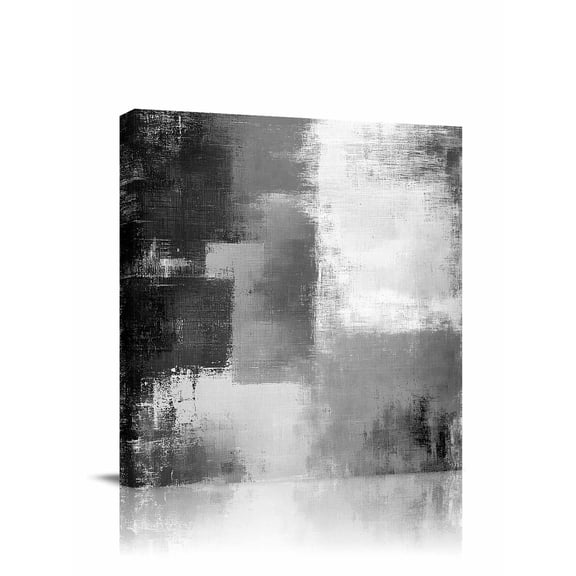 Gray Color Block Canvas Wall Art, Abstract Shabby Modern Art Framed Wall Decor Modern Artwork Prints Painting for Living Room, Bedroom, Kitchen & Cafe Decor 8x8 Inch