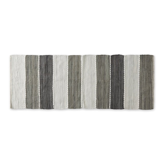 Gray Color Block Cotton Chindi Rug 2Ft 3Inx6Ft