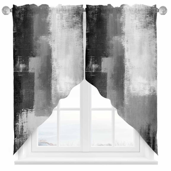 Gray Color Block Swag Valances for Windows 2 Pack Abstract Shabby Modern Art Swag Kitchen Curtains 36 Inches Long Rod Pocket Short Window Treatment for Kitchen Bathroom 36"x36"