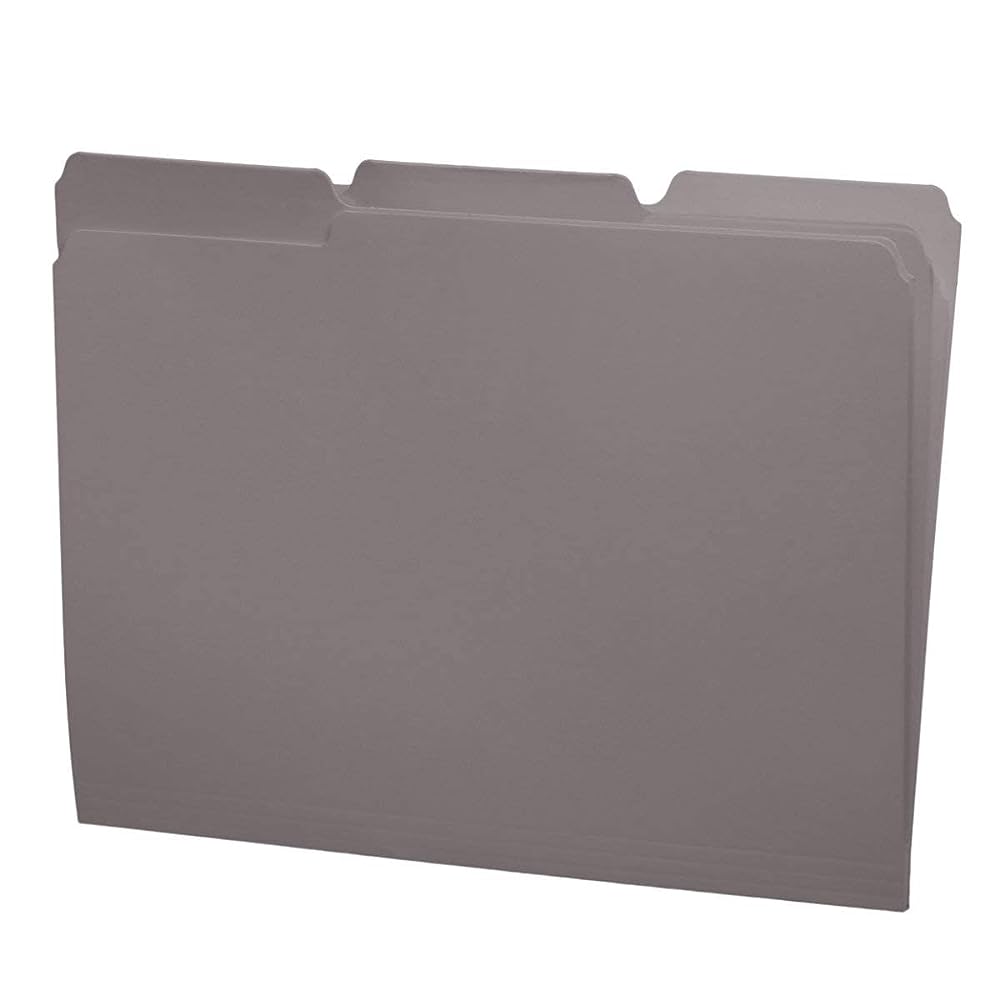 Gray Color File Folders, 1/3 Cut Top Tab, Letter Size, Perfect For