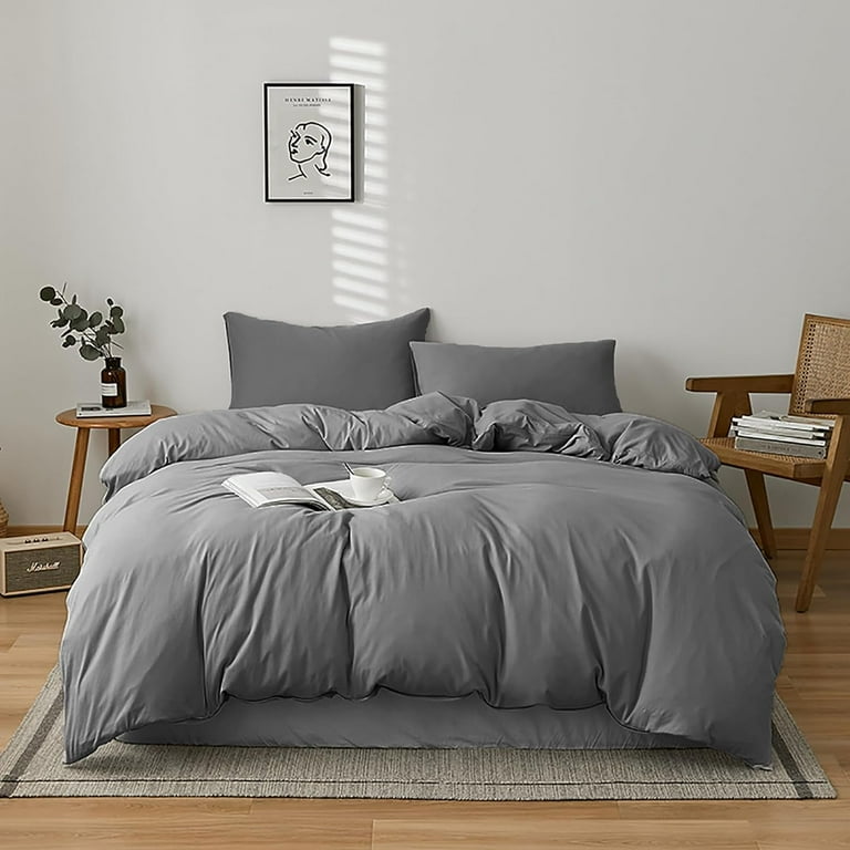 Gray Comforter Set Queen Men All Black Bedding Comforter Set Plain Black Blanket Quilts Soft Breathable Pure Black Dark Color Lightweight Bedding